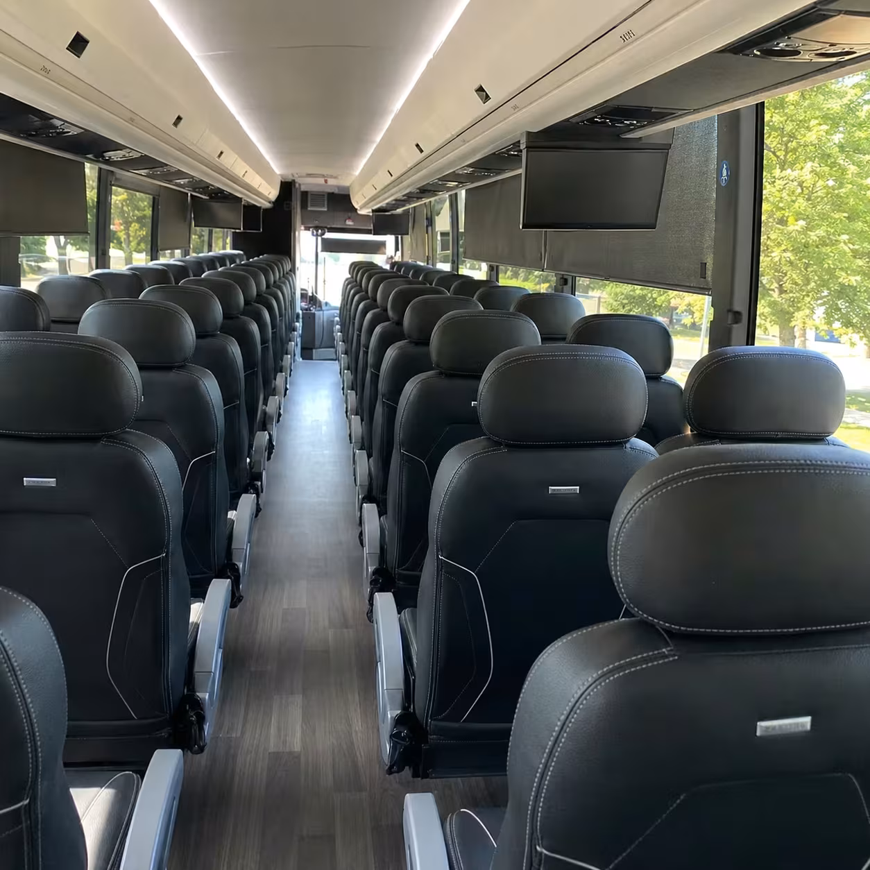 56 passenger charter bus inside
